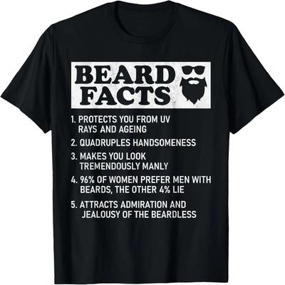 Bearded Dad Funny Beard Facts_ Protects Ageing, Makes Manly T-Shirt