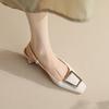 Square buckle sheepskin back empty thick heel high heels femininity bag head square head commuter sandals back strap