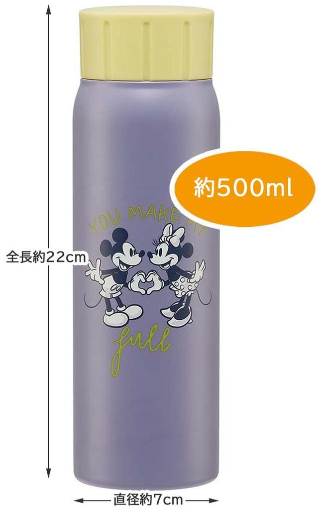 Skater Carbonated Drink Compatible Vacuum Stainless Steel Bottle Water Bottle 500ml Direct Drinking Cold Only Disney Mickey Friends Grayish Kids