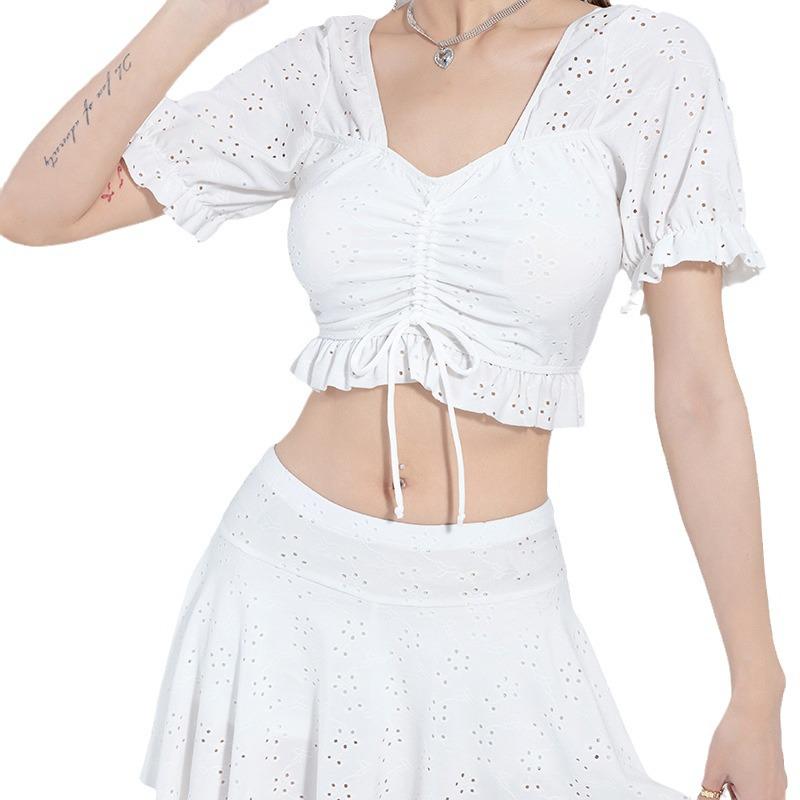 Women’s Sexy Slim Gathered Swimsuit with Split Skirt - 2025 Hot Spring Fashion