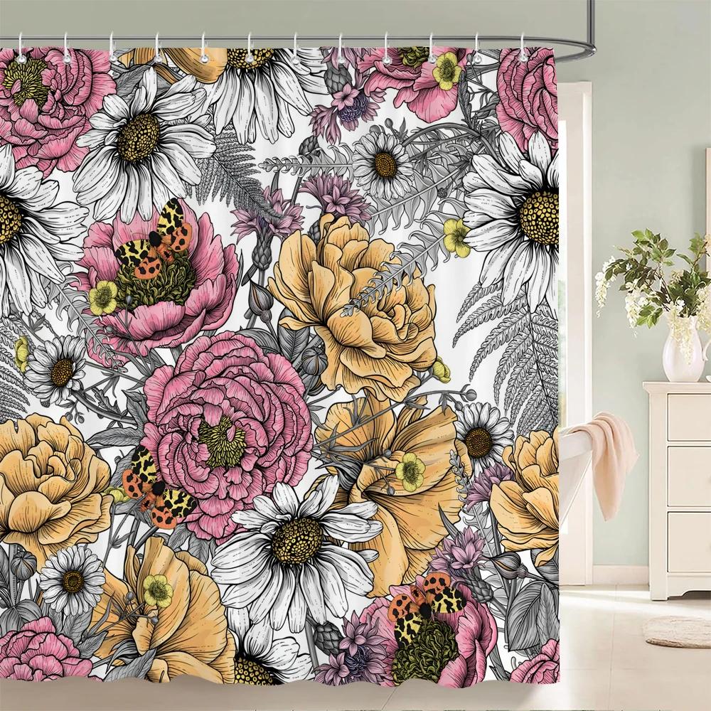 Multi-style Shower Curtain With Hooks Waterproof Easy Clean Simple Install For Home Hotel Rental Bathroom