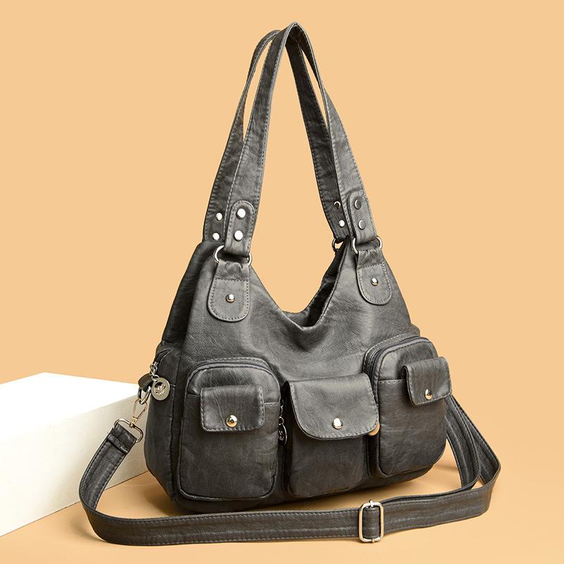 

Выбор осеннего и зимнего очарования! Новые женские ретро-сумки большого объема в европейском и американском стиле — обязательный элемент моды для мам. серый