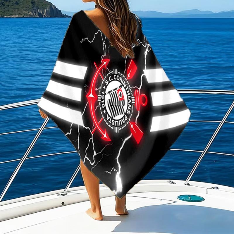 Sport Club Football Crest Printed Beach Towel, Super Soft Microfiber, Perfect Gift Birthday, for Pool, Beach, Travel, for family and friends