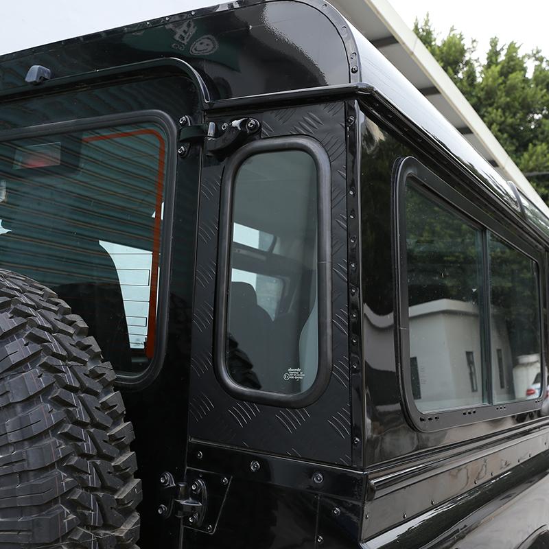 2pcs Black Aluminum Alloy Car Rear Door Side Window Glass Protective Plate For Land Rover Defender 2004-2018 Exterior