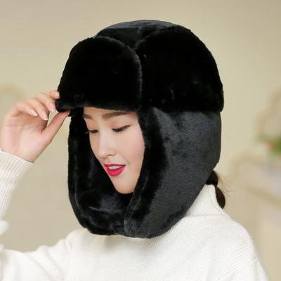 Women Winter Hat Thickened Plush Ear Protection Fuzzy Windoroof Adjustable Heat Retention Outdoor Skiing Skating Snowboarding Lei Feng Hat