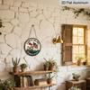 2D Flat, 1Pc Round Patriotic Aluminum Wall Art Sign - American Flag & Floral Design, "Land of the Free" Text, Easy To Hang with Pre-Drilled Holes