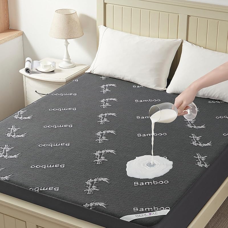 Waterproof Queen Size Mattress Protector, Mattress Pad Fitted 6 -18 Deep Pocket, 3D Air Fabric Bed Mattress Cover Noiseless Washable for Bedroom, Twin