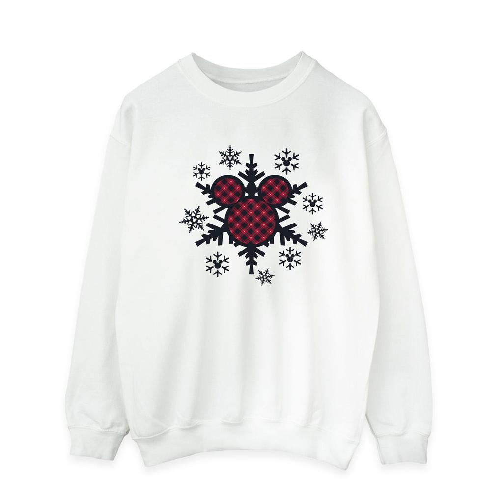 Disney Mens Mickey Mouse Gingham Snowflakes Sweatshirt