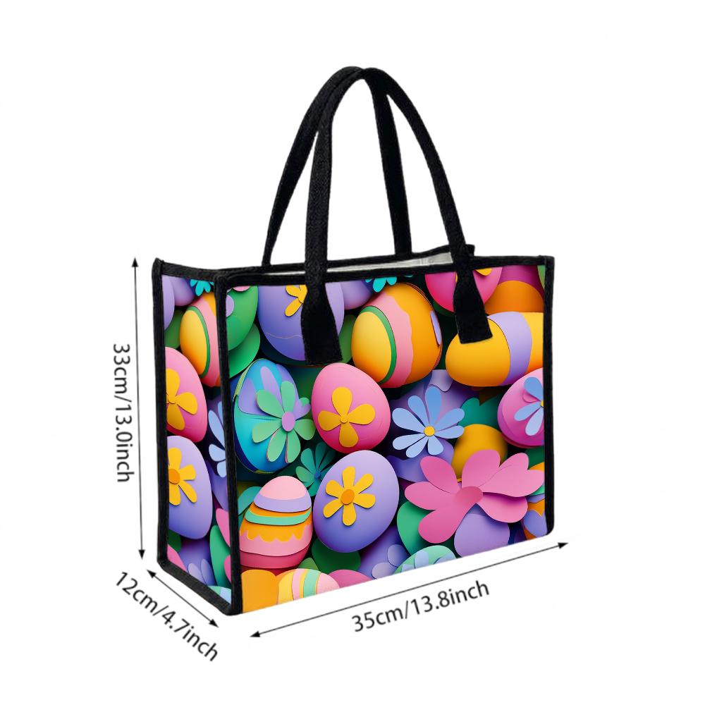 Easter Print Tote Bag Casual Large Capacity Shoulder Handbag for Daily Shopping Travel