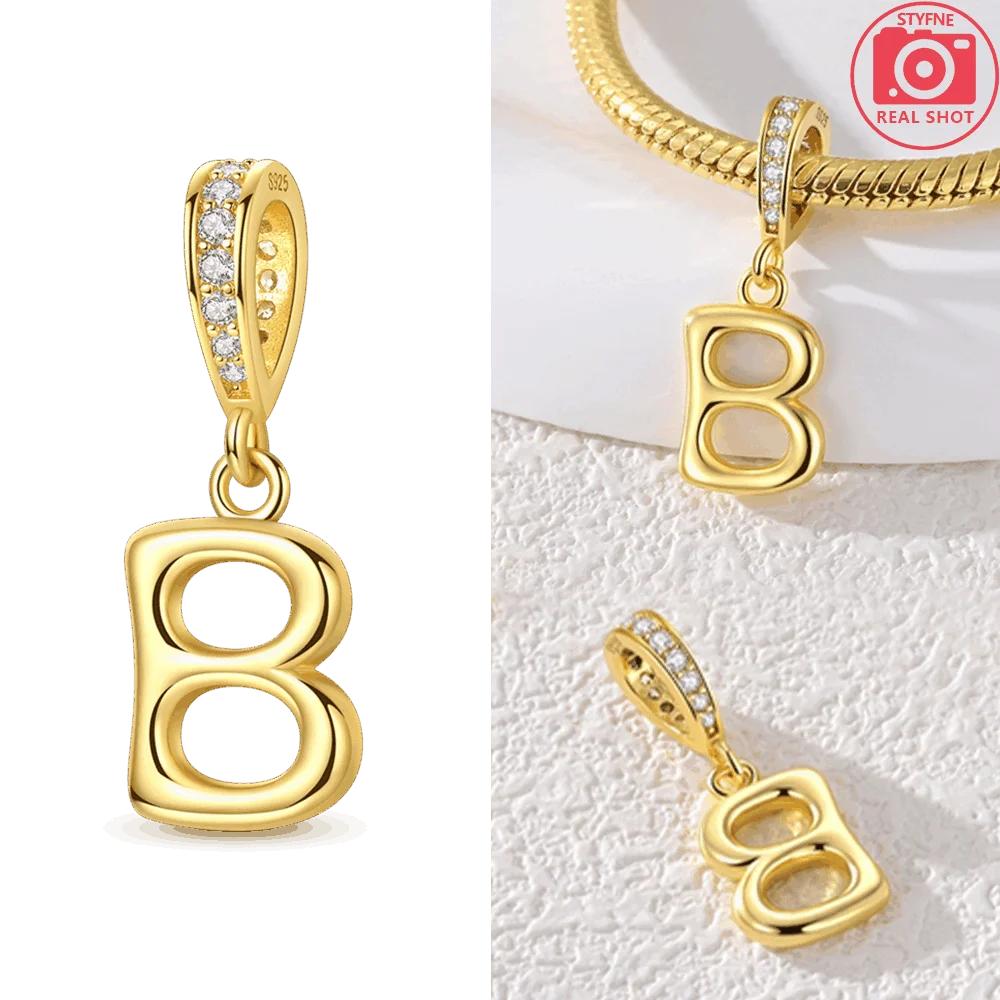 Original Necklace Copper White Zircon Pendant English Letters Women'S Beads Fit Bracelet Anniversary Gift Accessory Diy