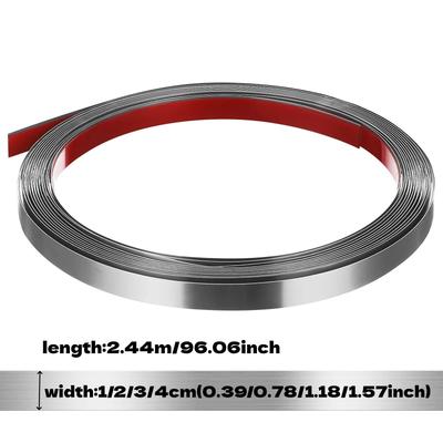 1Pc 1/2/3/4cmx2.44m Ceiling Background Wall Decorative Strips Metal Microwave Trim Black Mirror Flex Molding Crown Adhesive Tape