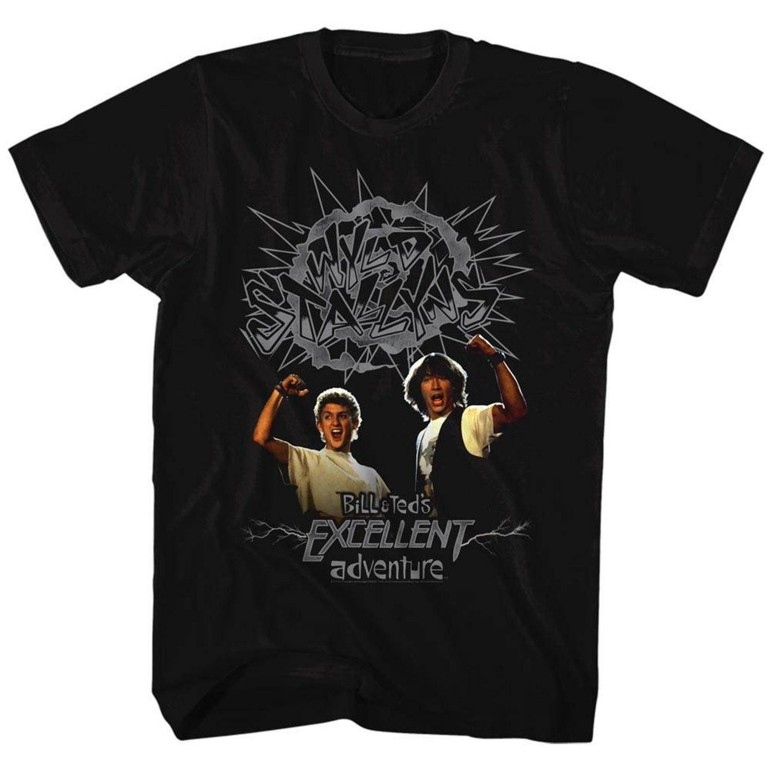 Bill and Ted Gray Wyld Stallyns Black Adult T-Shirt L