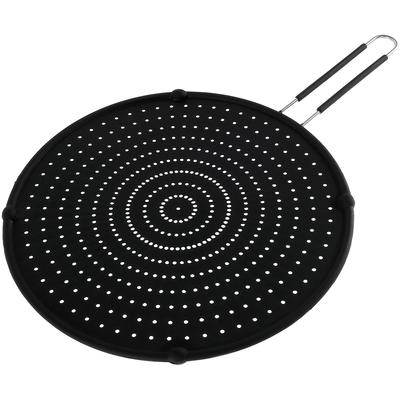 Écran Anti-éclaboussures en Silicone pour Cuisine avec Poignée Pliable Résistant à la Chaleur Protection Anti-éclaboussures d'Huile Couvercle Plaque d'Égouttage Couvercle de Poêle à Frire de Cuisine