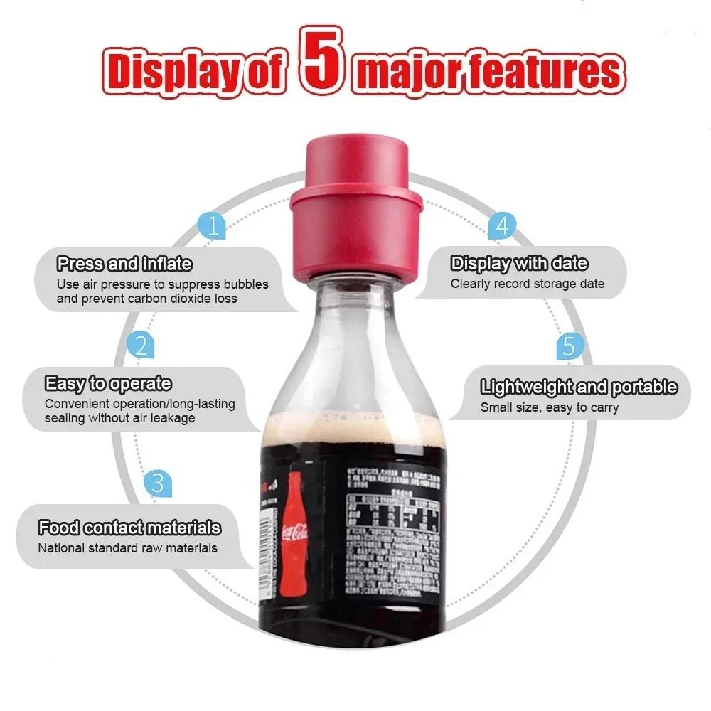 3Pcs Bottle Stopper Inflatable Airtight Soda Cap Frizzy Drink Sealer Caps Reusable Carbonated Beverage Bottle Stopper Cover