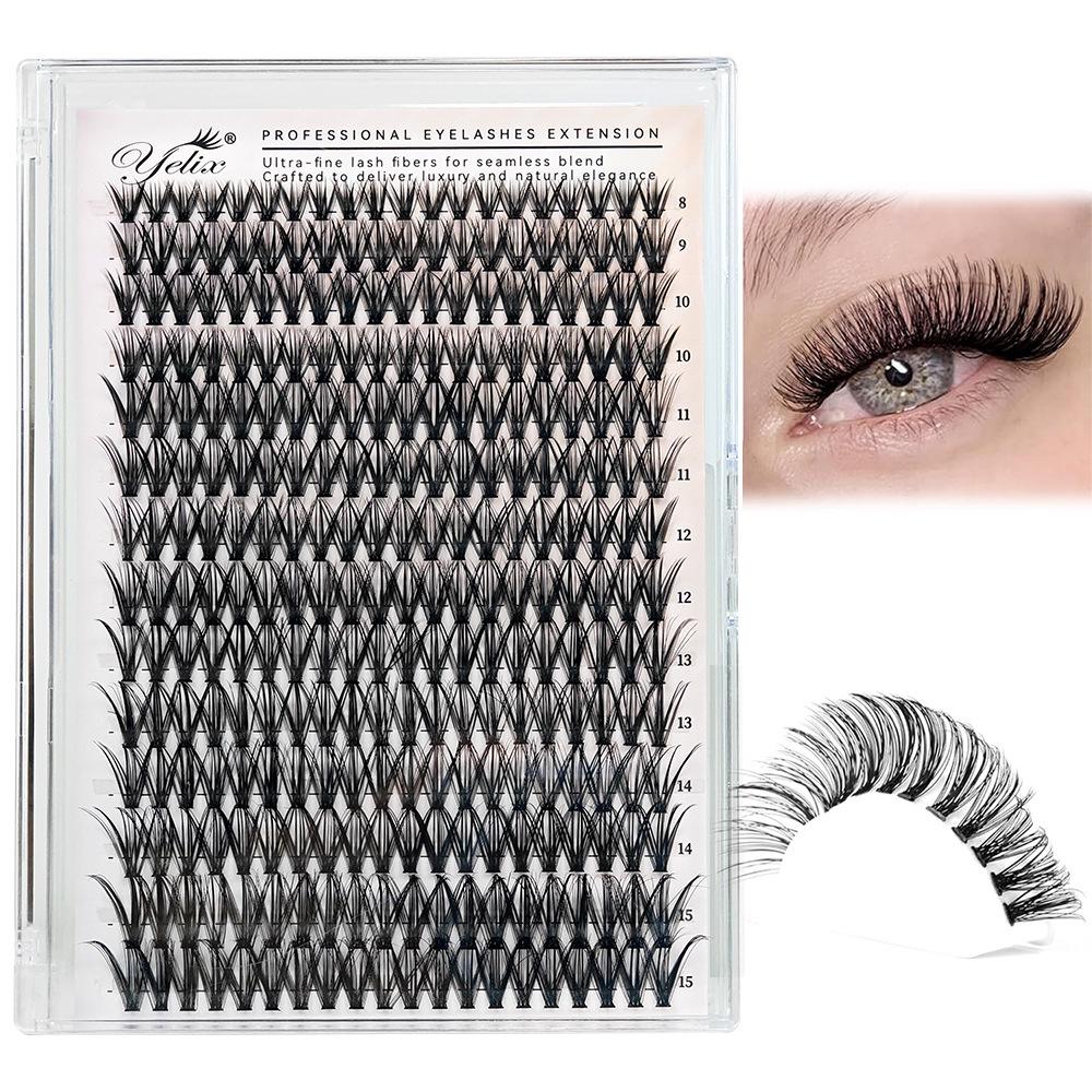 European & American Style Dense Curled Cluster Eyelashes - 30P-80P Pack