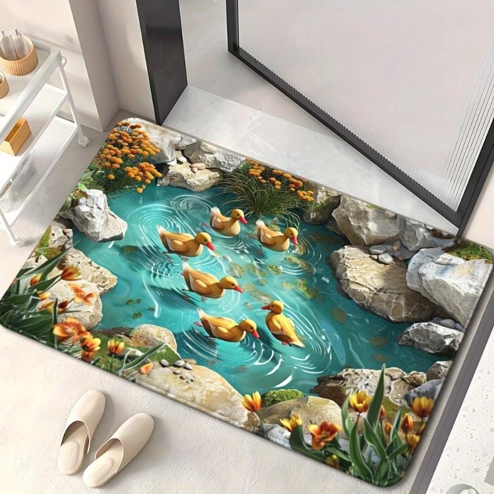 2D Flat 3D Visual Effect Mat Anti Slip Door Rug Floor Mat Thickened Bathroom Mat  Kitchen