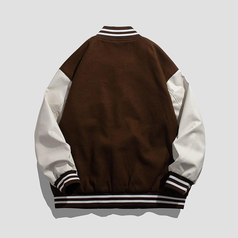Jacket for Men, Japanese Students, Teenagers, Embroidered Stand-up Collar Baseball Uniform, Small Oxford Knitted Base Fabric, Trendy Men's Jacket