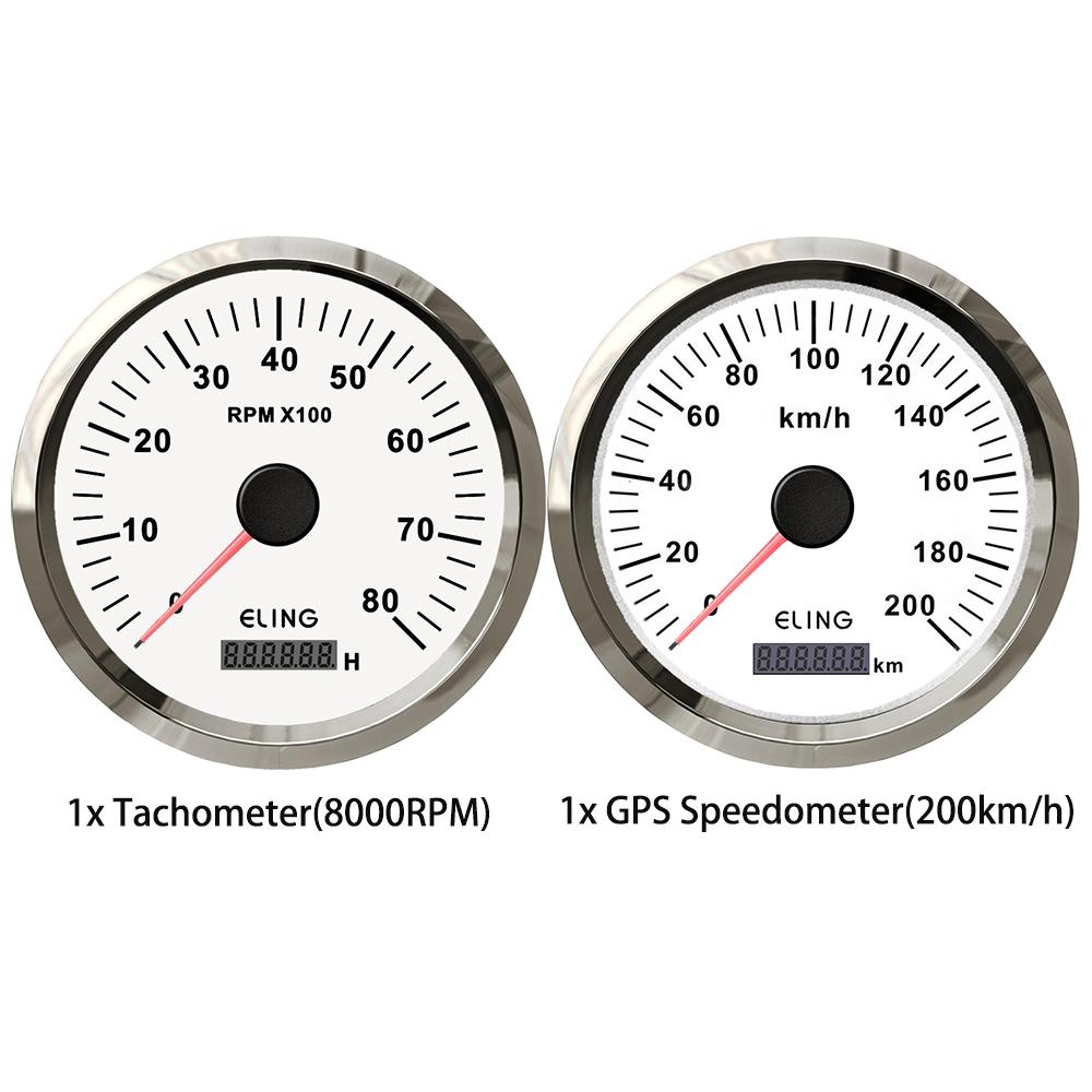 

ELING 2 Gauge Set 110mm 200kmh GPS Speedometer + 8000RPM Tachometer with Red Yellow Backlight For Motorcycle Car Boat Universal 200K 8000RPM WS