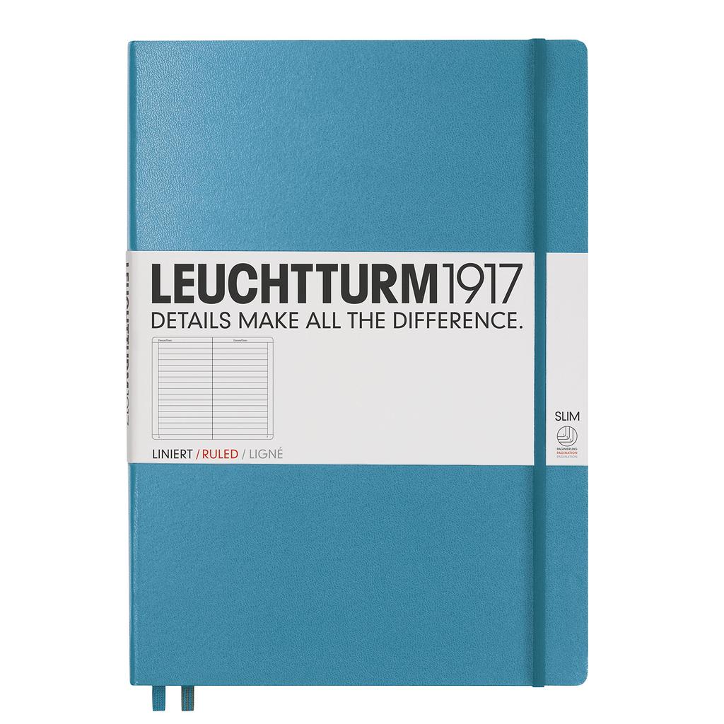 LEUCHTTURM1917 - Master Slim A4+ - Lined Hardcover Notebook (Nordic Blue) - 123 Pages