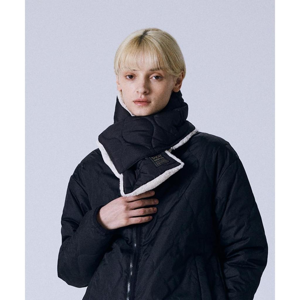 Taion Down Dark Olive X Cream R201ML-1 Muffler, Beige,