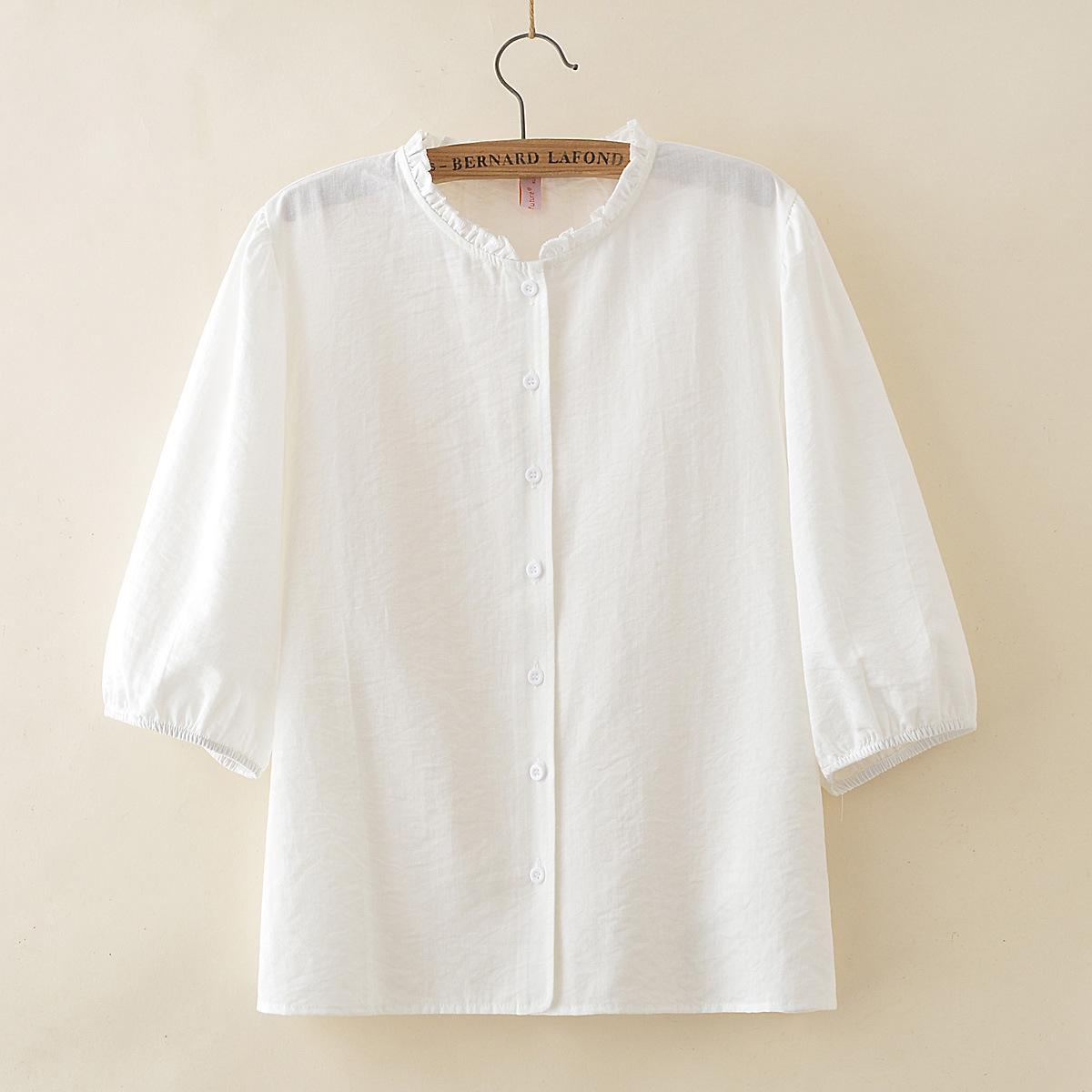 

2026 Spring/Summer Plus Size Lace Collar Seven-Sleeve Cardigan for Women - Lightweight Top for 200 Jin Fat Girls 2XL