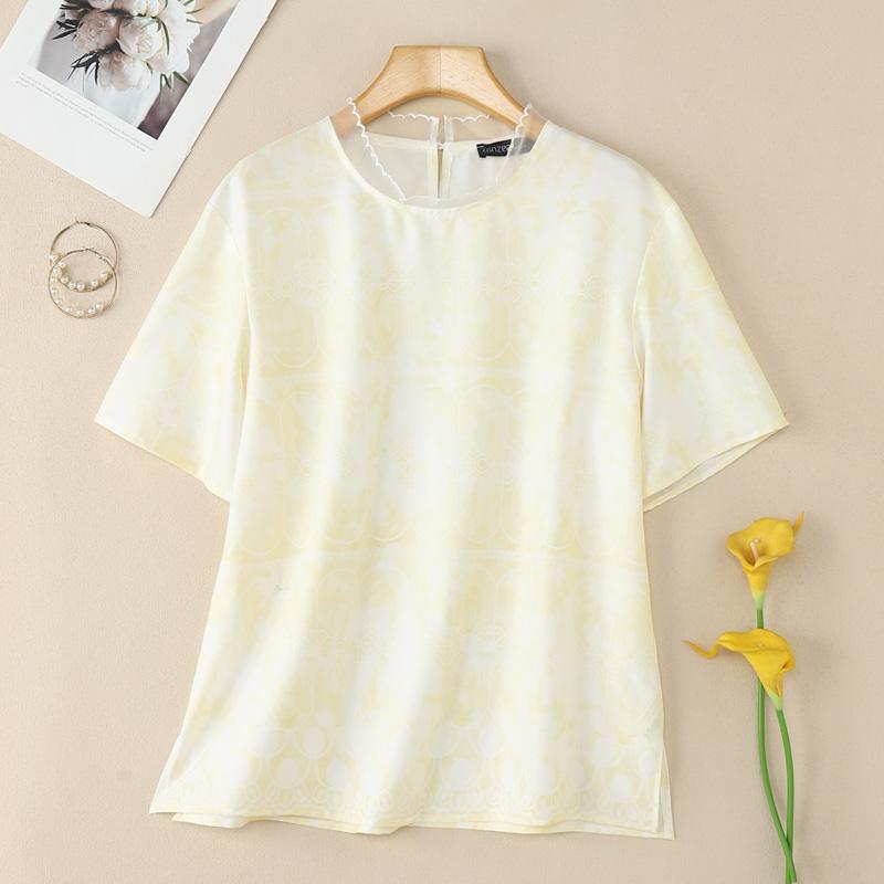 

ZANZEA Женская летняя повседневная блузка с круглым вырезом и коротким рукавом S