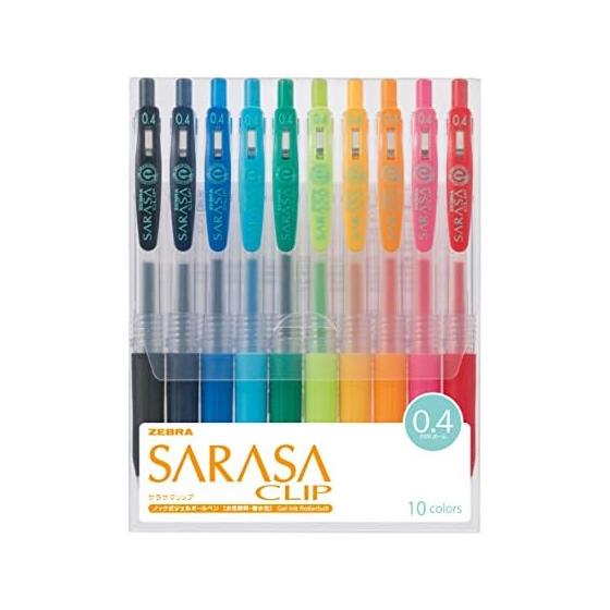 Zebra Gel Ballpoint Pen Sarasa Clip 0.4 10 Colors JJS15-10CA