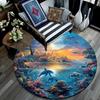 Dolphins Coral Round Area Rug,Carpet Rug for Living Room Bedroom Sofa Playroom Decor,Non-slip Floor Mat