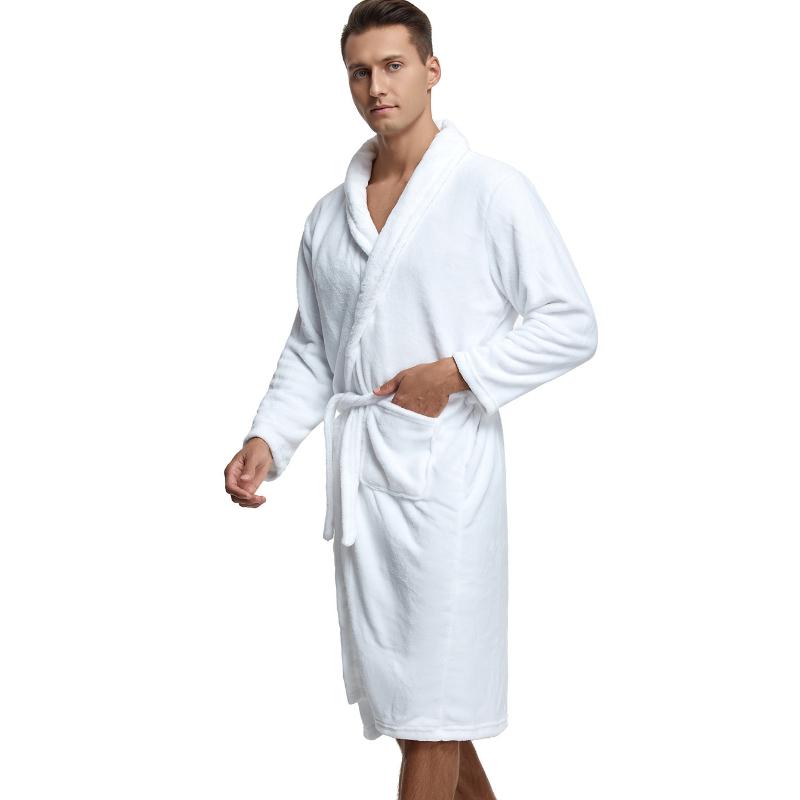 Thickened Flannel Nightgown, Large Size Autumn and Winter Pajamas, Coral Fleece Bathrobe