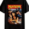 Unisexs Pulp Fiction Graphic Tshirt Black Casual Crew Neck Tee With Iconic Movie Design