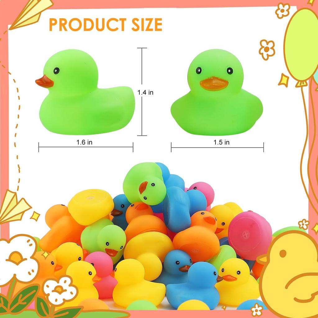 50/100/150Pcs Mini Rubber Duck  Multicolor Bath Ducks Bulk Float Duck Toy For Shower Birthday Party Favors Gift Classroom