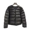 New round neck puff down jacket women's short simple casual warm white duck down ribs jacket