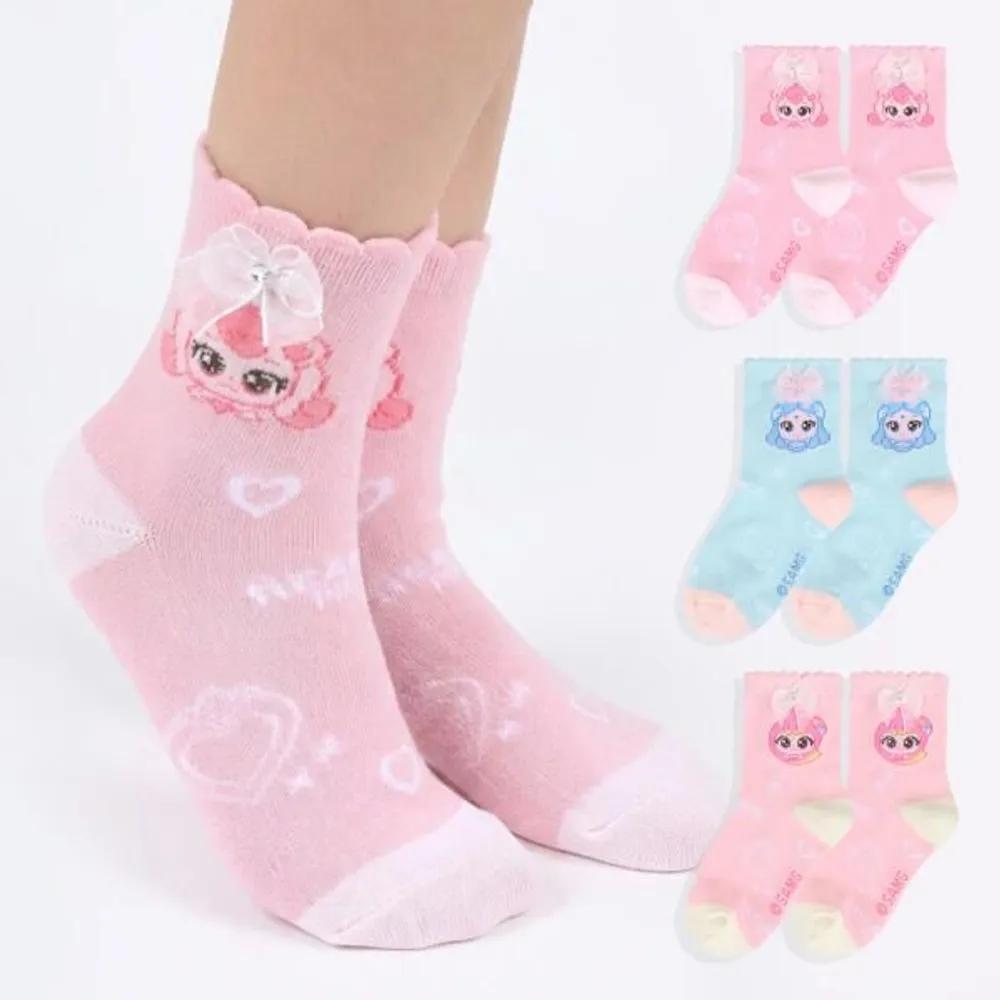 Premier Farm Catch Teenieping Ribbon Pattern Kids  Mid-Length Socks 3 Pairs Mixed/No. 3