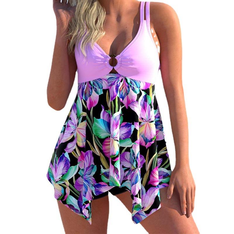 New Women's Summer Fashion Print Skirt Split Independent Pants Large Swimwear