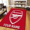 Tapis Arsenal F Nom Personnalisé pour Salon Chambre Maison Décoration Canapé, Tapis de Sol Antidérapant pour Jouer aux Enfants