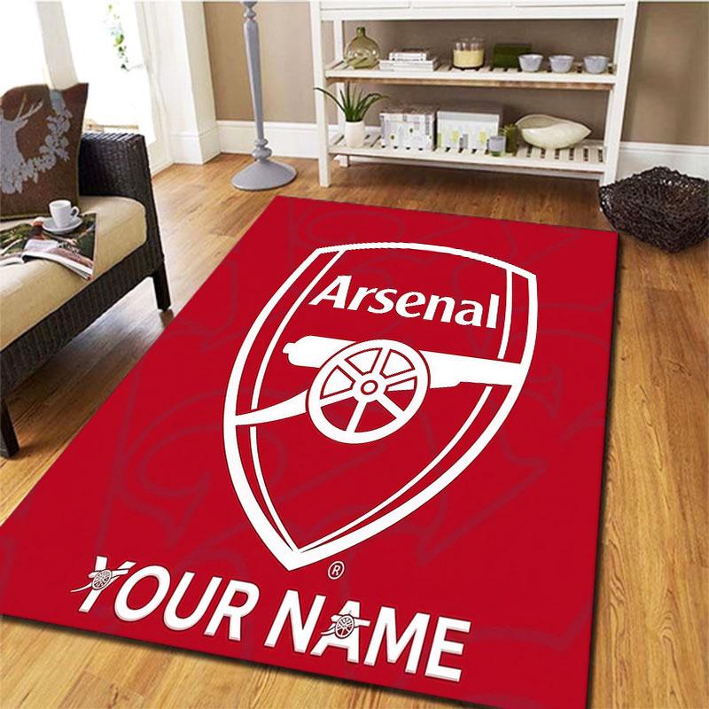 Tapis Arsenal F Nom Personnalisé pour Salon Chambre Maison Décoration Canapé, Tapis de Sol Antidérapant pour Jouer aux Enfants