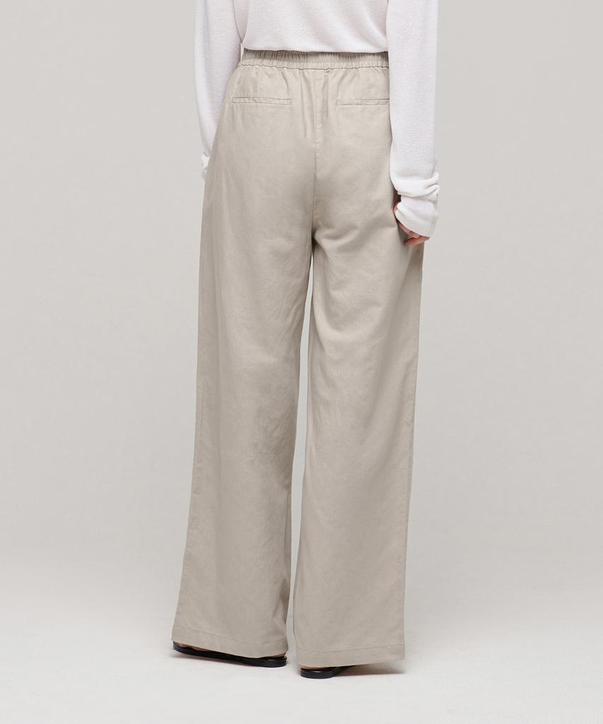 MUSINSA STANDARD WOMAN Women'S Cotton Linen Wide Elastic Waist Pants [Light Beige]
