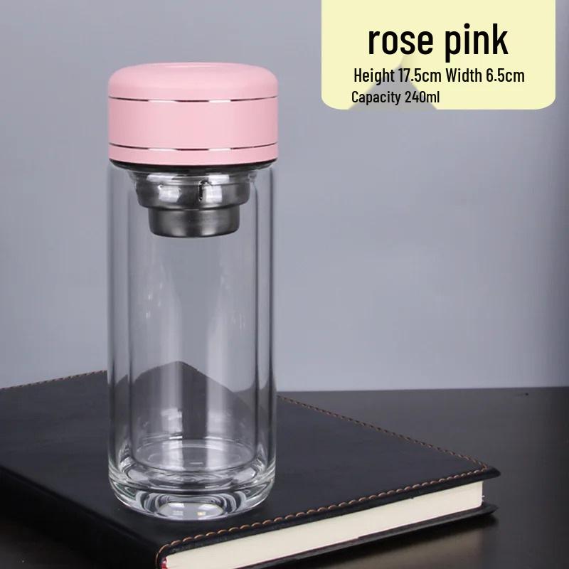 One-Touch Open Goose Egg Double-Layer Glass Cup: Anti-Scalding, High Borosilicate, Quick-Open Tea/Water Separation Cup
