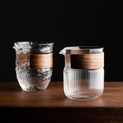 Vertical Grain High Borosilicate Glass Fair Cup Insulated Tea Infuser Household Tea Ceremony Accessories