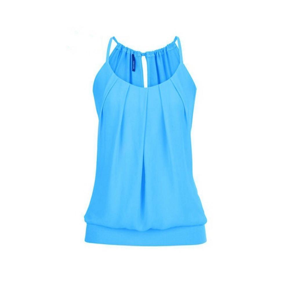 TOPUNDER Women Summer Loose Vest Wrinkled O Neck Tank Tops Cami Blouse TOPUNDER Women Summer Loose Vest Wrinkled O Neck Tank Tops Cami Blouse