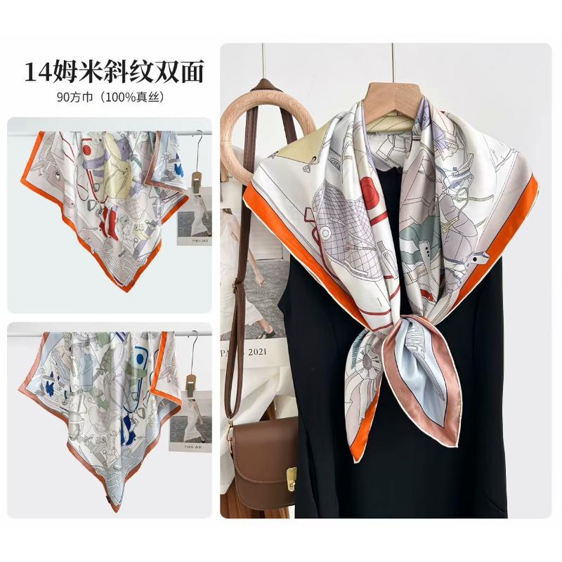 Silk twill 14 mmi large silk scarf women's fashion versatile high-end mulberry silk square scarf light luxury versatile 90 shawl
