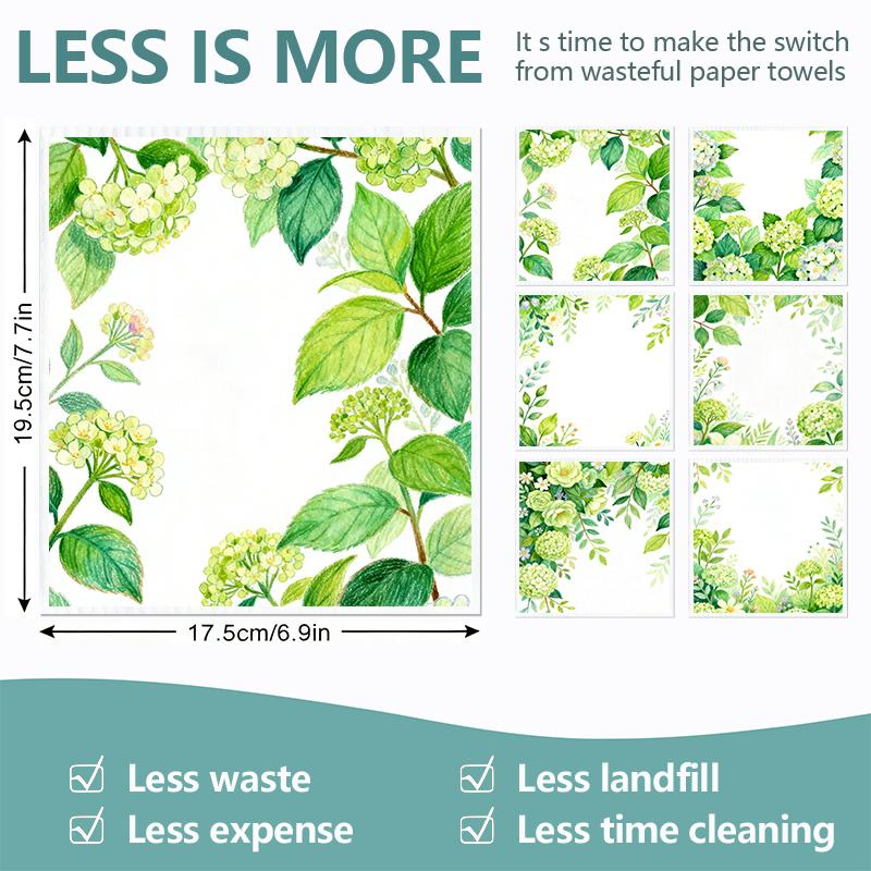 6PCS Cleaning Dishcloths Reusable Kitchen Dish Towels Fresh Watercolor Style Dishcloth Absorbent Lint Free Cloth Washable Duster Rags Tea Towels
