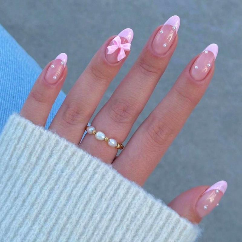 High-End French Almond Press-On Nails - Medium-Long, Stylish & Elegant