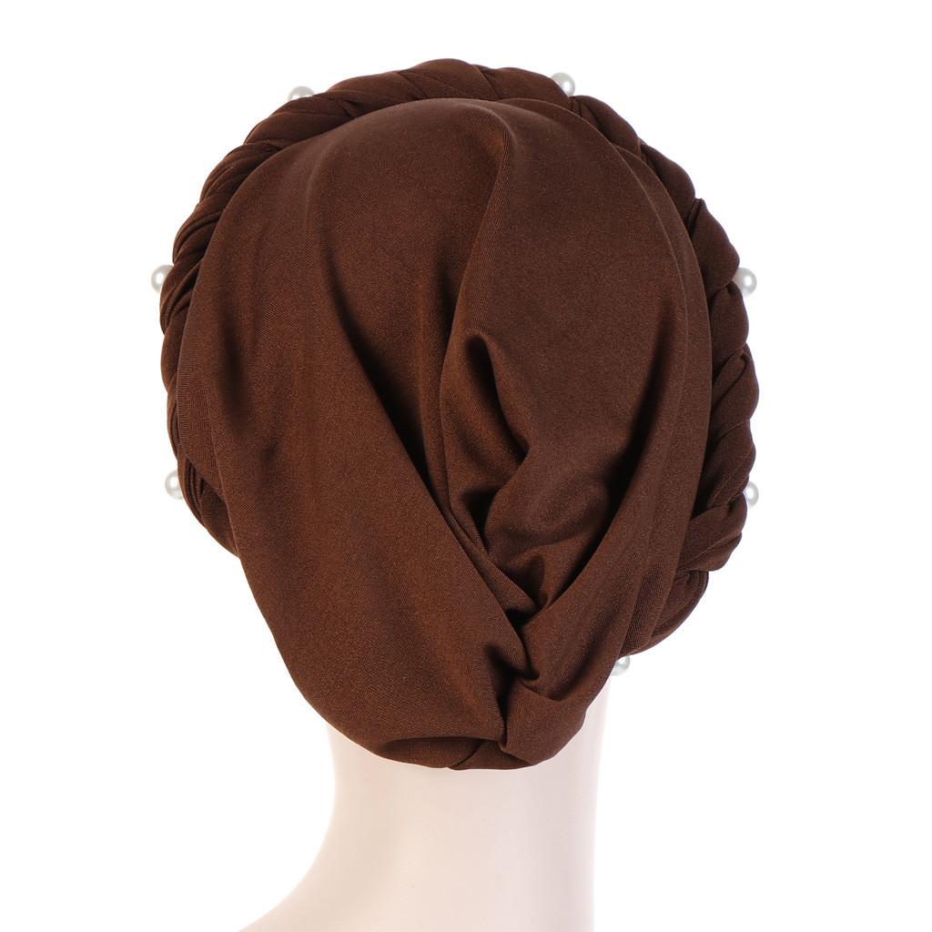 Basic Polyester Muslim Headscarf With Pearl Embellishments For Daily Wear