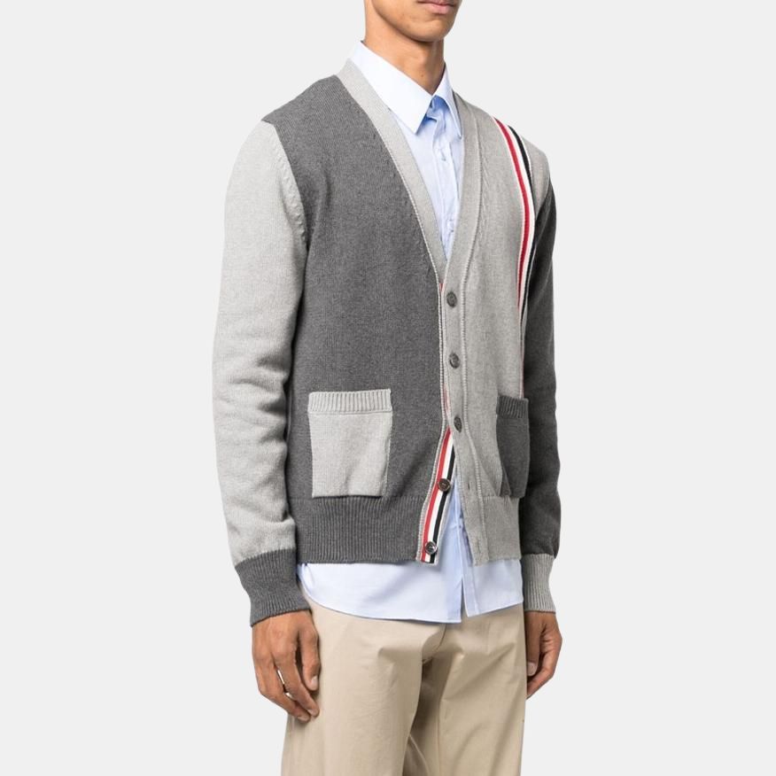 THOM BROWNE Funmix V-Neck Long-Sleeved Cardigan MKC530F-Y3017-982