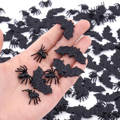 300 Stück Plastikfledermäuse Spinnen Halloween Mini-Fledermäuse und gefälschte Spinnen zur Dekoration