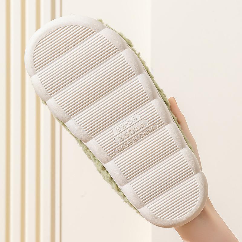 Men's Cotton Slippers for Indoor Use In Autumn and Winter, Thick-soled, Plush and Warm Couple Shoes for Postpartum Care