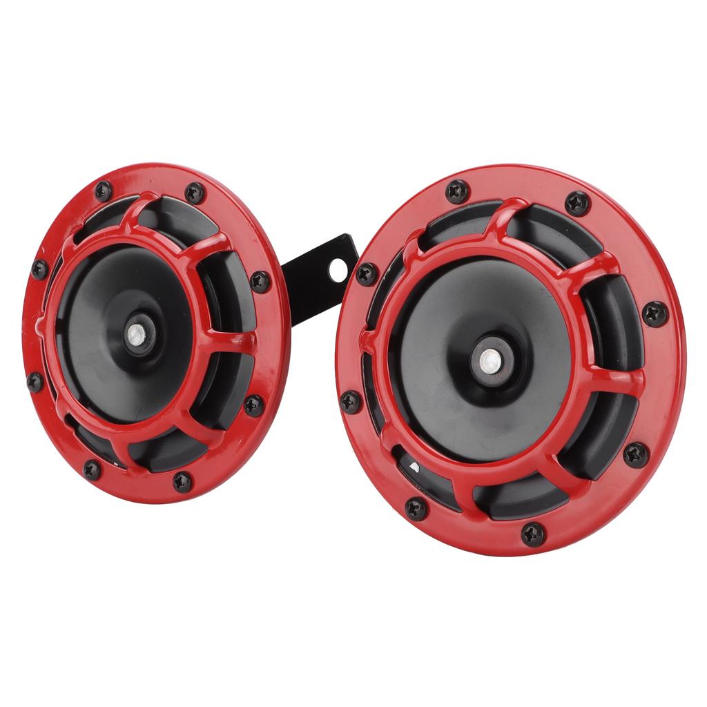 12V Pair Horn Red Compact Super Tone Loud Blast 139‑170DB Universal for Motorcycle Car