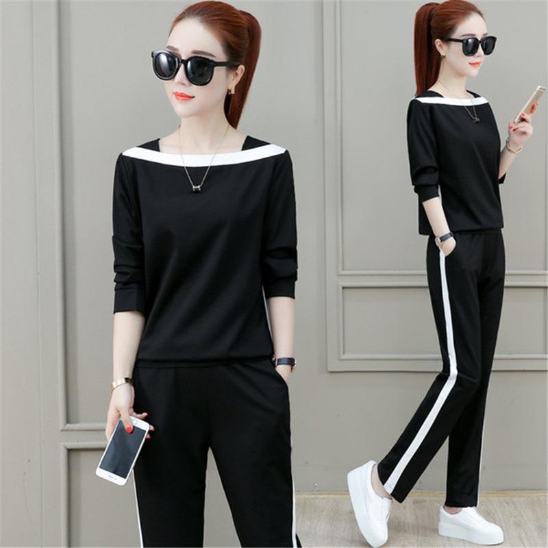 Women 2 Piece Tracksuit Set Color Block Long Sleeve Top Striped Jogger Pants Casual Sports Outfit