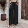 Wide Leg Pants Women Casual Solid Color Long Trousers with Pockets Loose Fit High Waist Daily Wear Elastic Waist